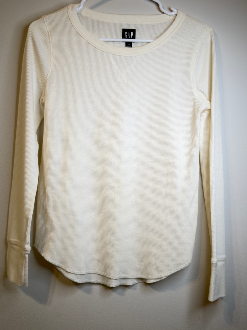 GAP Cream Waffle-Knit Long Sleeve Crew